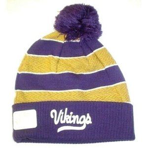 MINNESOTA VIKINGS WOMEN'S STRIPES CUFFED KNIT BEANIE HAT NFL SKI CAP TOQUE